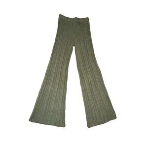 NWOT Aerie Womens Pants Sage Green Size M Mid Rise Flared Ribbed Pant BOHO